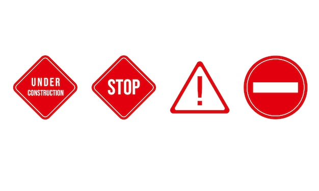 Panneaux D'avertissement En Rouge Stop Vector Illustration