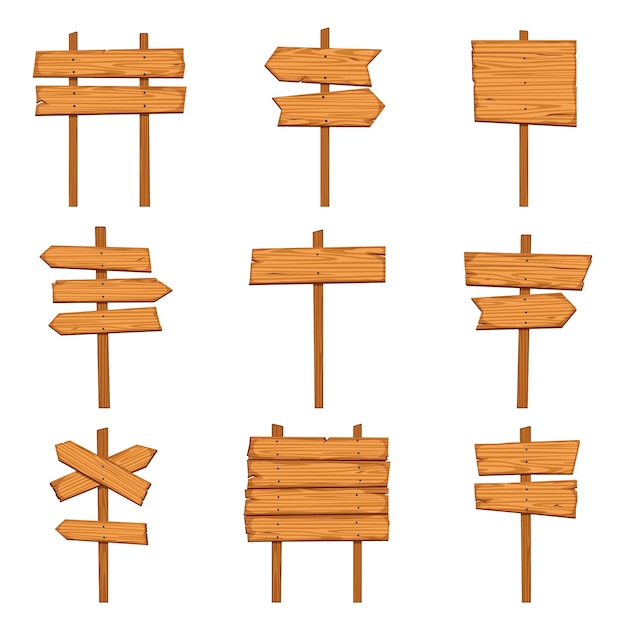 Panneaux en bois et flèches.