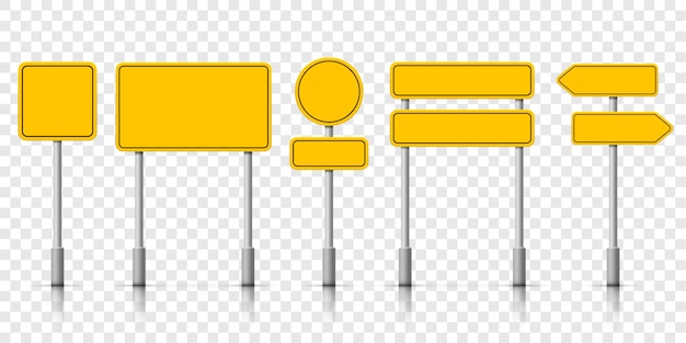 Vecteur panneaux de signalisation routière rue jaune. avis d'alerte de signalisation