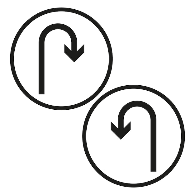 Vecteur les panneaux de signalisation u-turn dans des cadres circulaires les icônes de flèche directionnelle pour l'utilisation de la circulation illustration vectorielle eps 10