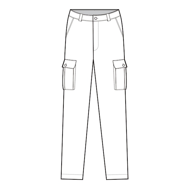 Pantalon cargo Pantalon Dessin à plat Mode Croquis à plat