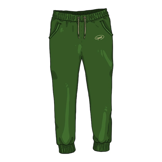 Vecteur pantalon d'entraînement vert d'illustration de dessin animé unique de vecteur sur fond blanc