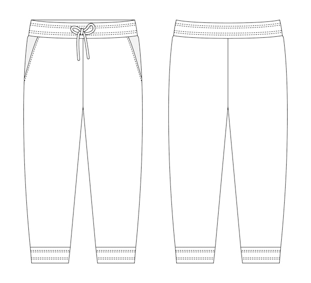 Pantalon De Style Sport Avec Poches Croquis Technique Modèle De Conception De Pantalons Pour Enfants