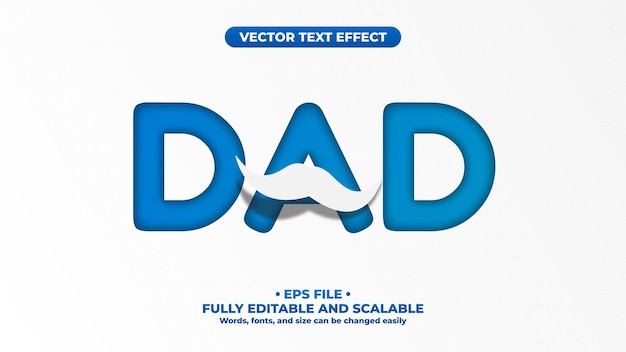 Vecteur papa effet de texte modifiable en 3d minimaliste