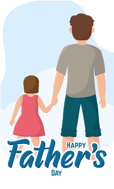 Papa Et Enfant Isolés Illustration Vectorielle De Fête Des Pères Heureux