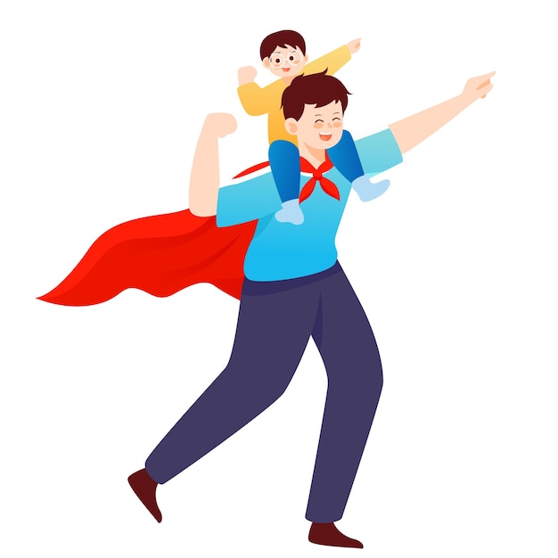 Papa de la fête des pères jouant avec son enfant illustration vectorielle d'interaction parentenfant