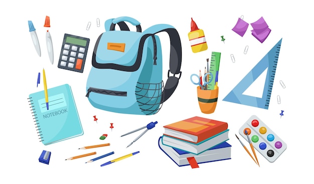 Vecteurs et illustrations de Fournitures scolaires en téléchargement  gratuit | Freepik