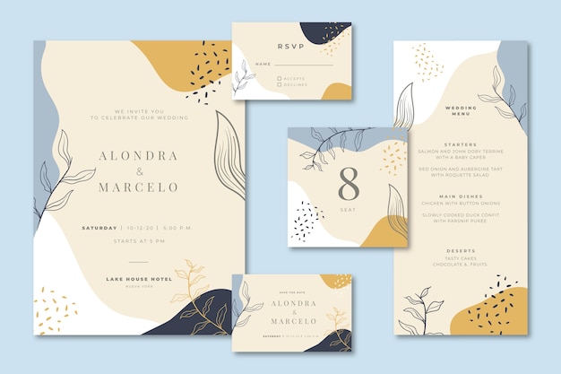 Papeterie De Mariage Avec Invitation Et Menu