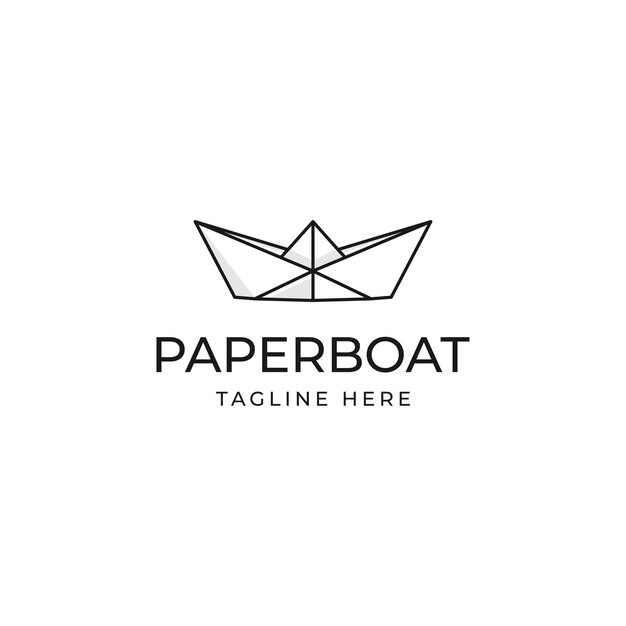 papier bateau dessin au trait minimaliste logo vecteur symbole illustration conception