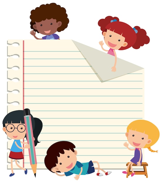 Été Feutre Enfant Dessin Sur Papier De Cahier D'écolier À Damier. Clip Art  Libres De Droits, Svg, Vecteurs Et Illustration. Image 38329662