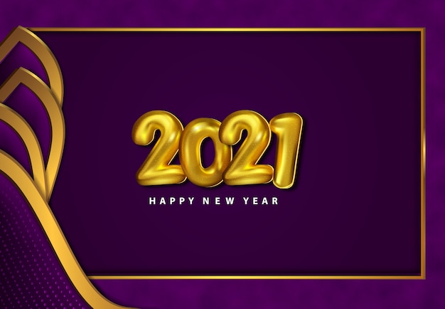 Papier Coupé Luxe Bonne Année 2021 Fond Avec Texture En Métal Violet Foncé 3d