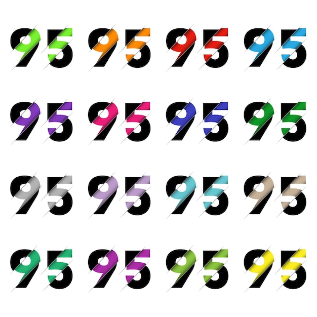 Papier coupé numéro quatre-vingt-quinze 95 Effet de papier découpé multicouche 3D réaliste isolé sur fond blanc Figure de police de lettre alphabet Élément de décoration pour la conception de voeux d'anniversaire ou de mariage