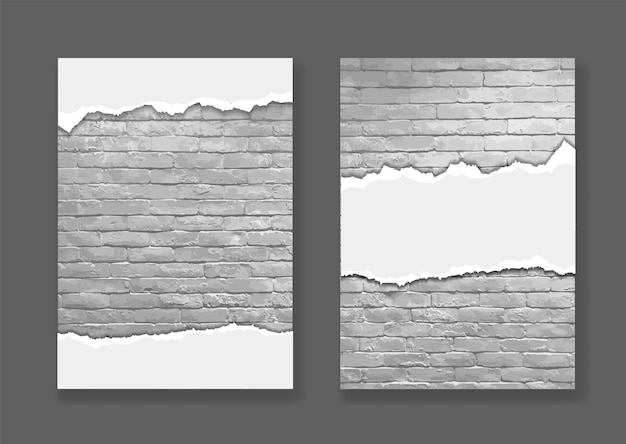 Papier Déchiré Sur La Texture Du Mur De Brique Moderne.