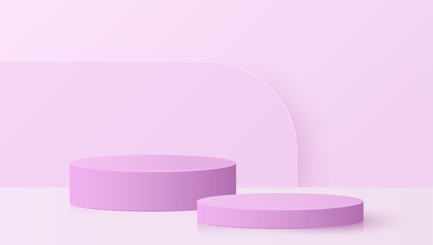 Papier découpé de scène minimale avec podium de cylindre violet sur fond violet Présentation du produit maquette spectacle illustration vectorielle cosmétique