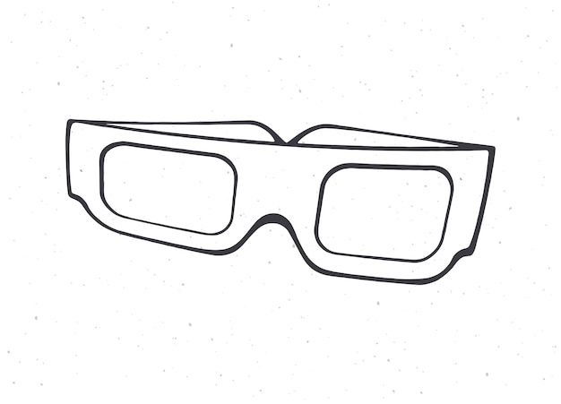 Papier De Dessin Animé Lunettes 3d Vue De Face Contour Lunettes Rétro Stéréo Illustration Vectorielle