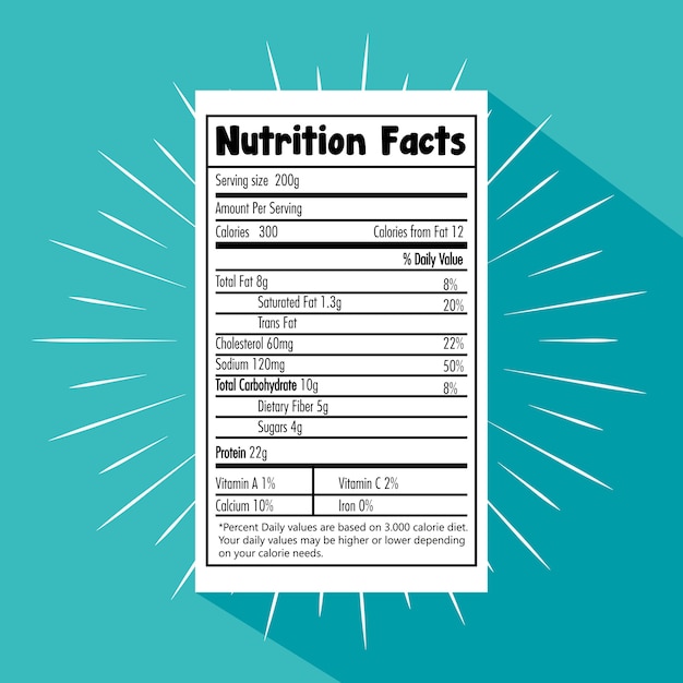 Vecteur papier avec des faits de nutrition vector illustration design