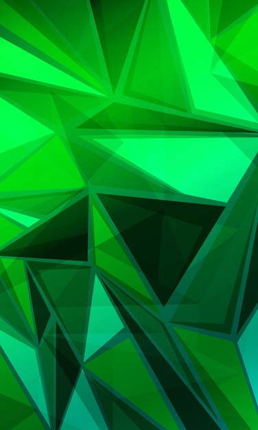 Papier peint abstrait à gradient vert à faible motif poly triangulaire