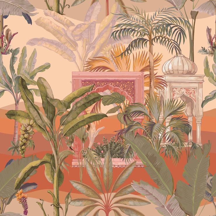Vecteur le papier peint de l'oasis tropicale