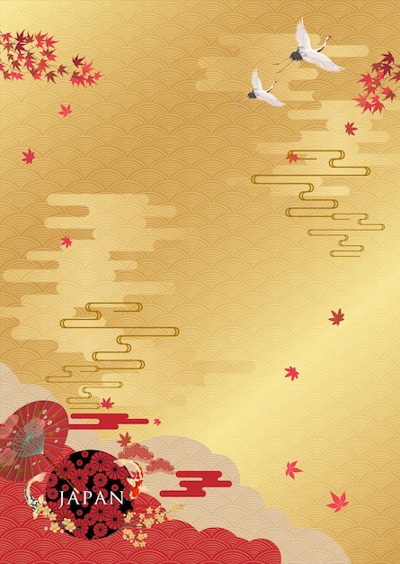 Un papier de style chinois avec un fond doré et un oiseau blanc au premier plan.