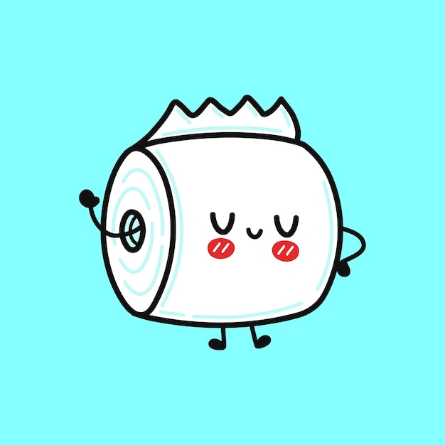 Papier toilette drôle mignon agitant le personnage de la main