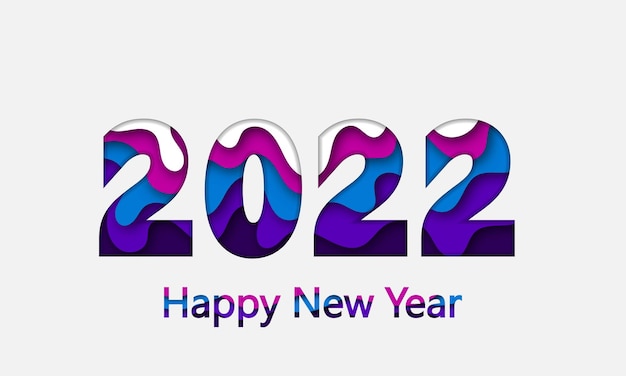 Vecteur papier violet et bleu coupé fond de bonne année 2022