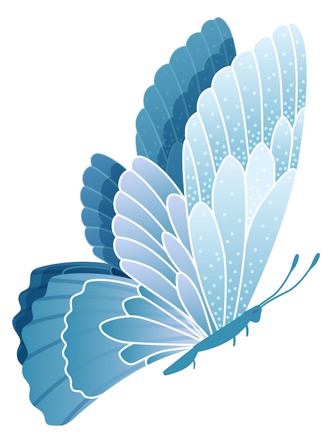 Papillon bleu élégant avec des ailes mignonnes Insecte volant