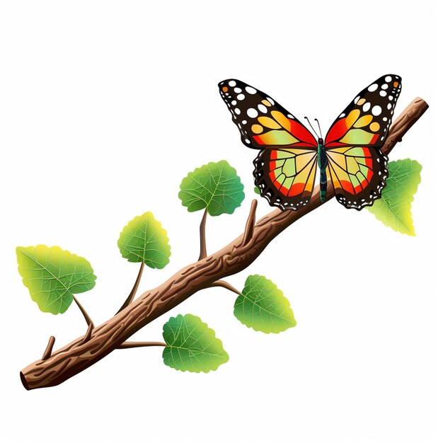 Un Papillon Sur Une Branche Avec Un Papillon Dessus