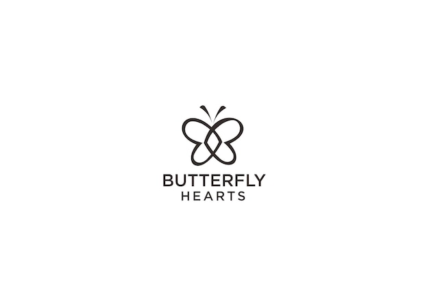 Papillon Coeurs Logo Design Illustration Vectorielle