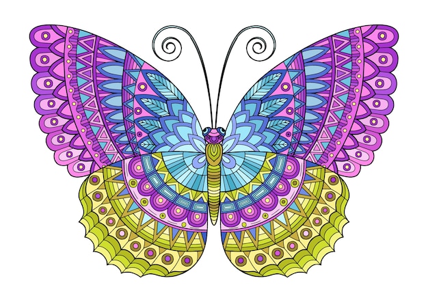 Papillon De Couleurs Vives. Image Pour Impression Sur Vêtements, Coloriage, Arrière-plans.