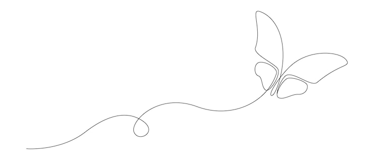 Vecteur papillon dans un dessin en ligne continu beau papillon volant pour le bien-être beauté ou spa salon logo et concept de diviseur dans un style linéaire simple trait modifiable illustration vectorielle de doodle