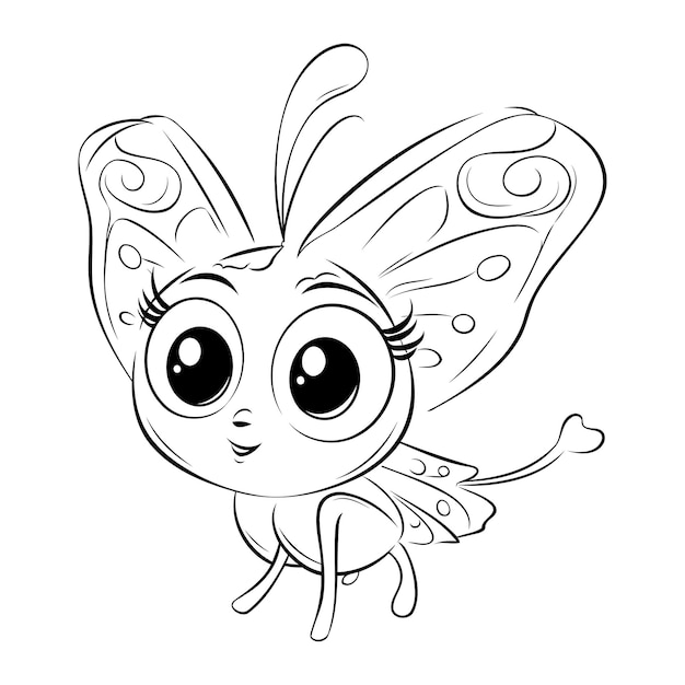 Vecteur papillon de dessin animé mignon illustration vectorielle livre de coloriage pour enfants