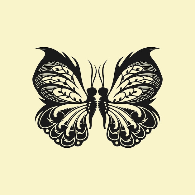 Vecteur papillon dessiné à la main