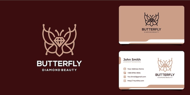 Le Papillon Féminin Et Le Diamant Combinent La Conception De Logo