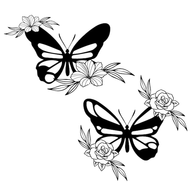 Papillon avec des fleurs sur le dos