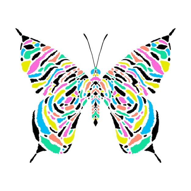 Papillon avec imprimé tigre sur fond blanc