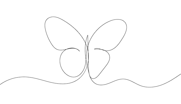 Vecteur papillon une ligne dessin art style de ligne continue