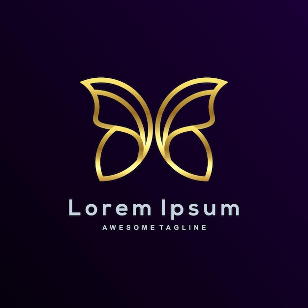 Papillon de luxe avec modèle de logo couleur or