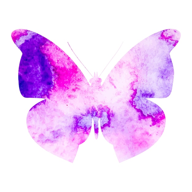 Papillon de silhouette aquarelle vecteur