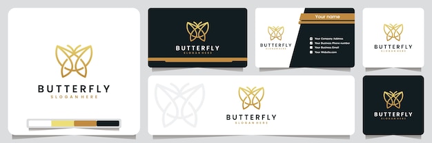 Papillon, Simple Et élégant, Couleur Or, Inspiration De Conception De Logo