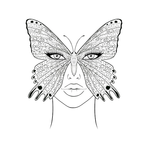 Papillon et visage de femme