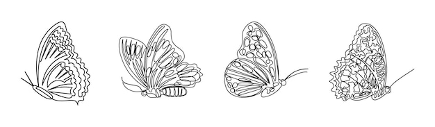 Papillons Abstraits Un Dessin Au Trait