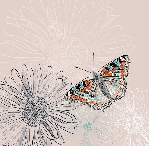 papillons et fleurs