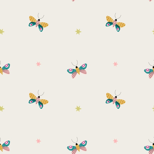 Des Papillons Volants Sans Couture Illustration Vectorielle Dans Le Style Vintage Sur Fond Blanc