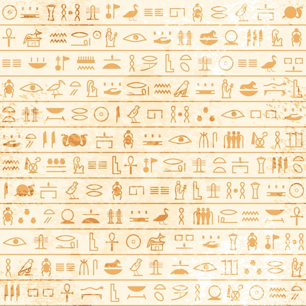 Papyrus égyptien antique avec motif transparent de hiéroglyphes. Modèle vectoriel historique de l'Égypte ancienne.