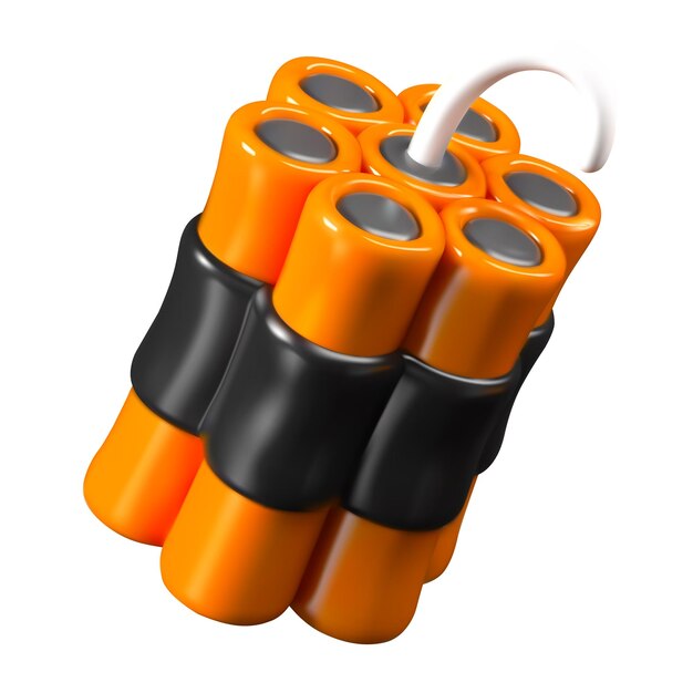 Un paquet de bâtons de dynamite avec un cordon de détonation Des explosifs réalistes et brillants