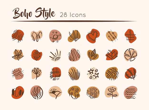 Paquet De Boho Set Icons Illustration