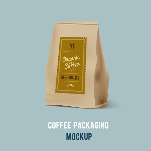 Vecteur paquet de café en papier brun