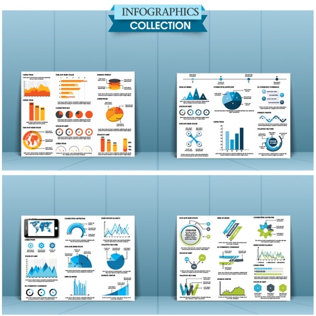 Paquet D'éléments Infographiques Avec Différentes Couleurs Et Designs