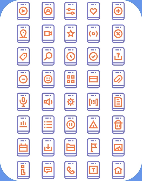 Vecteur le paquet d'icônes à deux couleurs du mobile ui