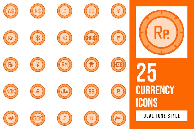 Vecteur le paquet d'icônes à deux tons de devises